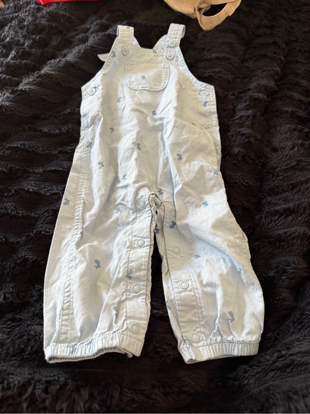 Carter's Light Blue Overalls with Tiny Bird Print